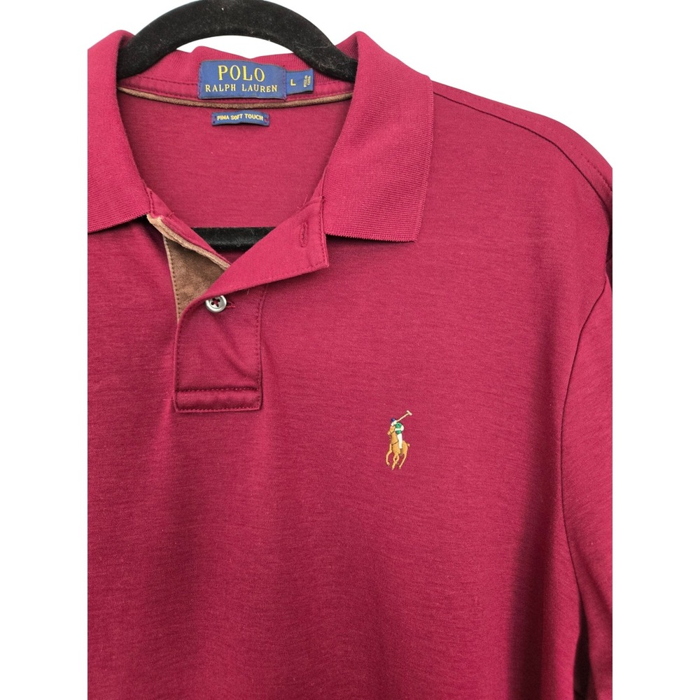 Polo Ralph Lauren Burgundy Pima Cotton Long Sleeve Polo L Preppy Classic Minimal - Picture 4 of 12